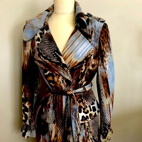 Alberto Makali Jackets & Blazers - Alberto Makali Animal print blue coat